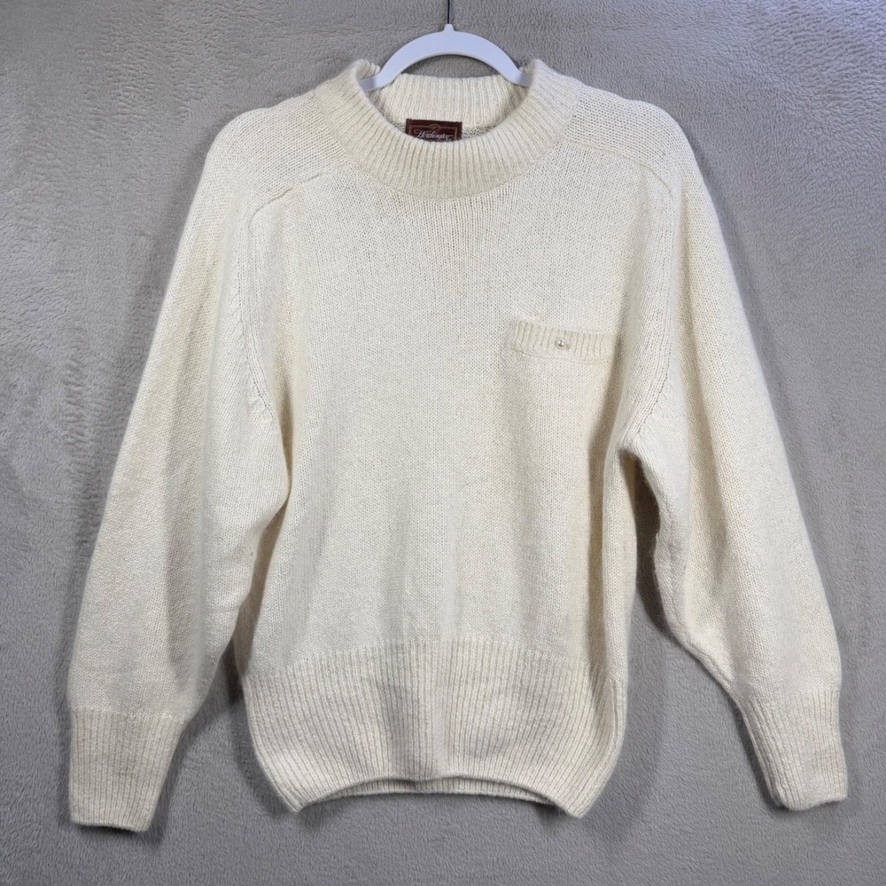 Worthington Sweater Women S Cream Vintage Silk Angora Wool Knit Pullover Pocket
